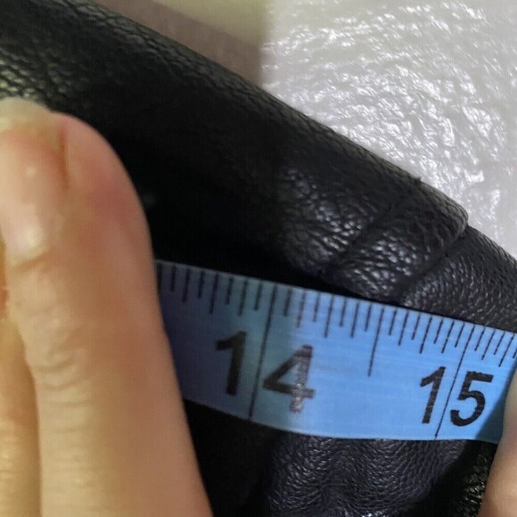 New Look Women SZ Medium Black Faux Leather Moto Jacket Full Side Zip Biker Coat - Picture 12 of 12